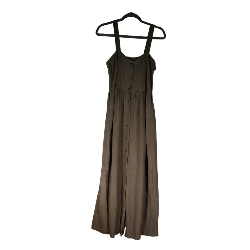 ASOS Sleeveless Olive Green Button Up Midi Dress